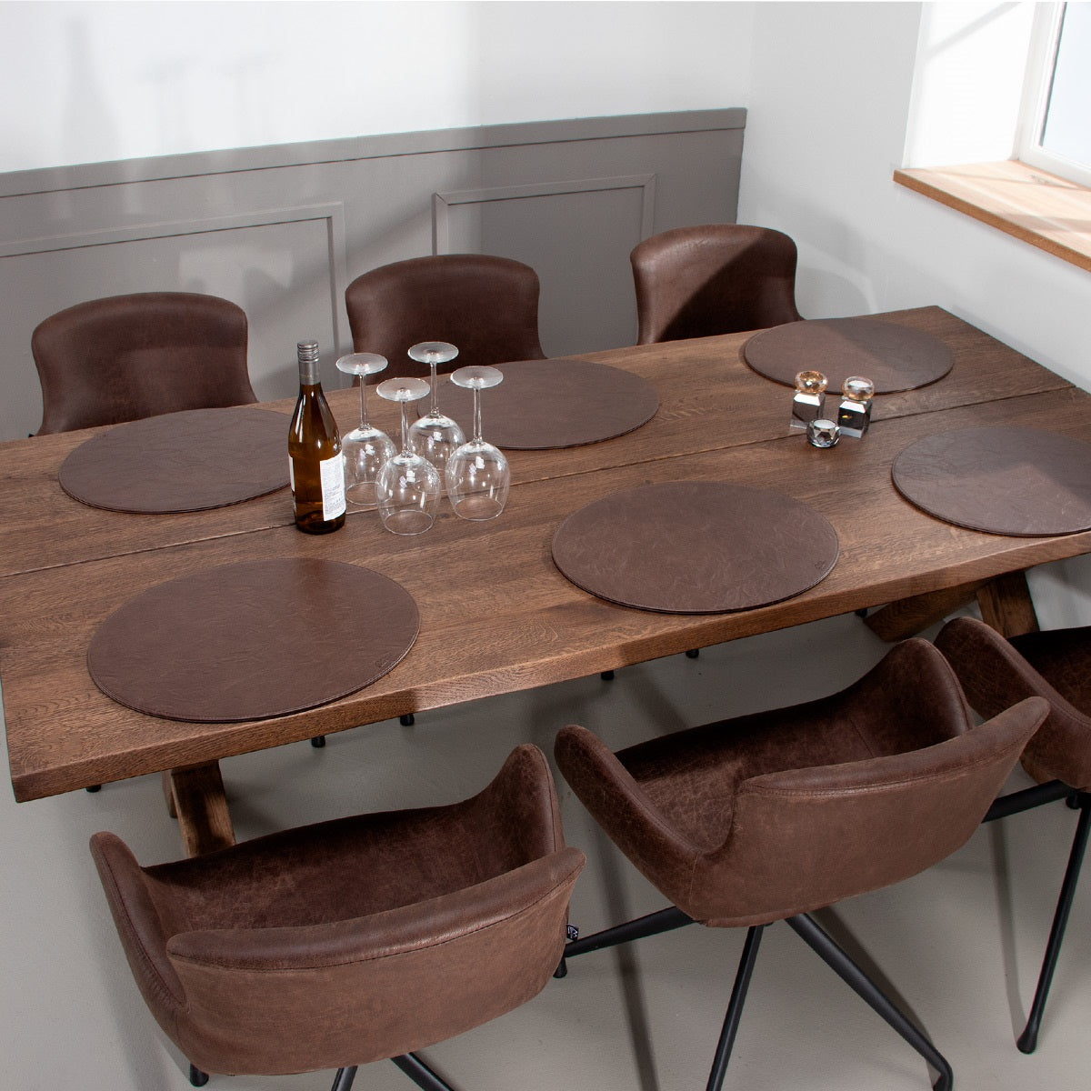 Plankebord i massiv eg | Model Curve Med X-Base i Eg