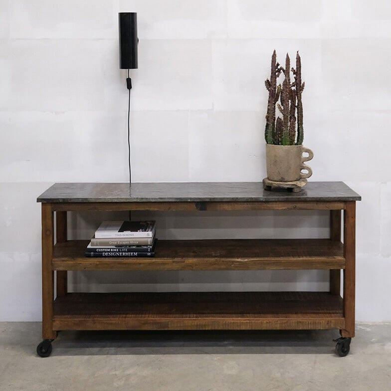 Rustik konsolbord med metaltop