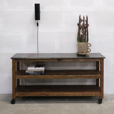 Rustik konsolbord med metaltop