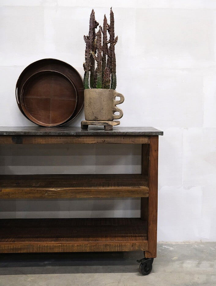 Rustik konsolbord med metaltop